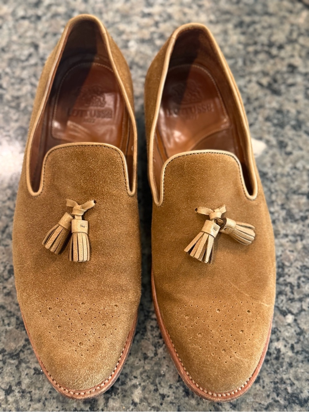 Men's Suede Tassel Loafers in Tan - Refined Slip-On Dress Shoes